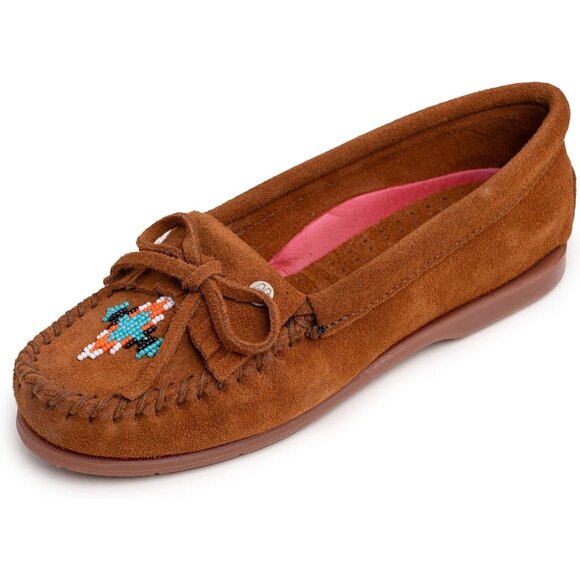 Women's Velvet Suede Beaded Embroidery Flower Beauty Pull On Brown Slipper Boot - Picture 1 of 6